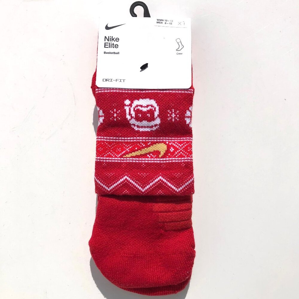 Nike Elite Basketball Crew Socks Dri-Fit Christmas Xmas Print size L